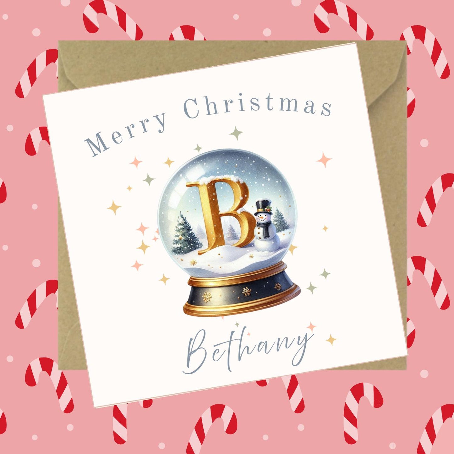 Personalised Initial Snow Globe Christmas Card: Handmade Holiday Card