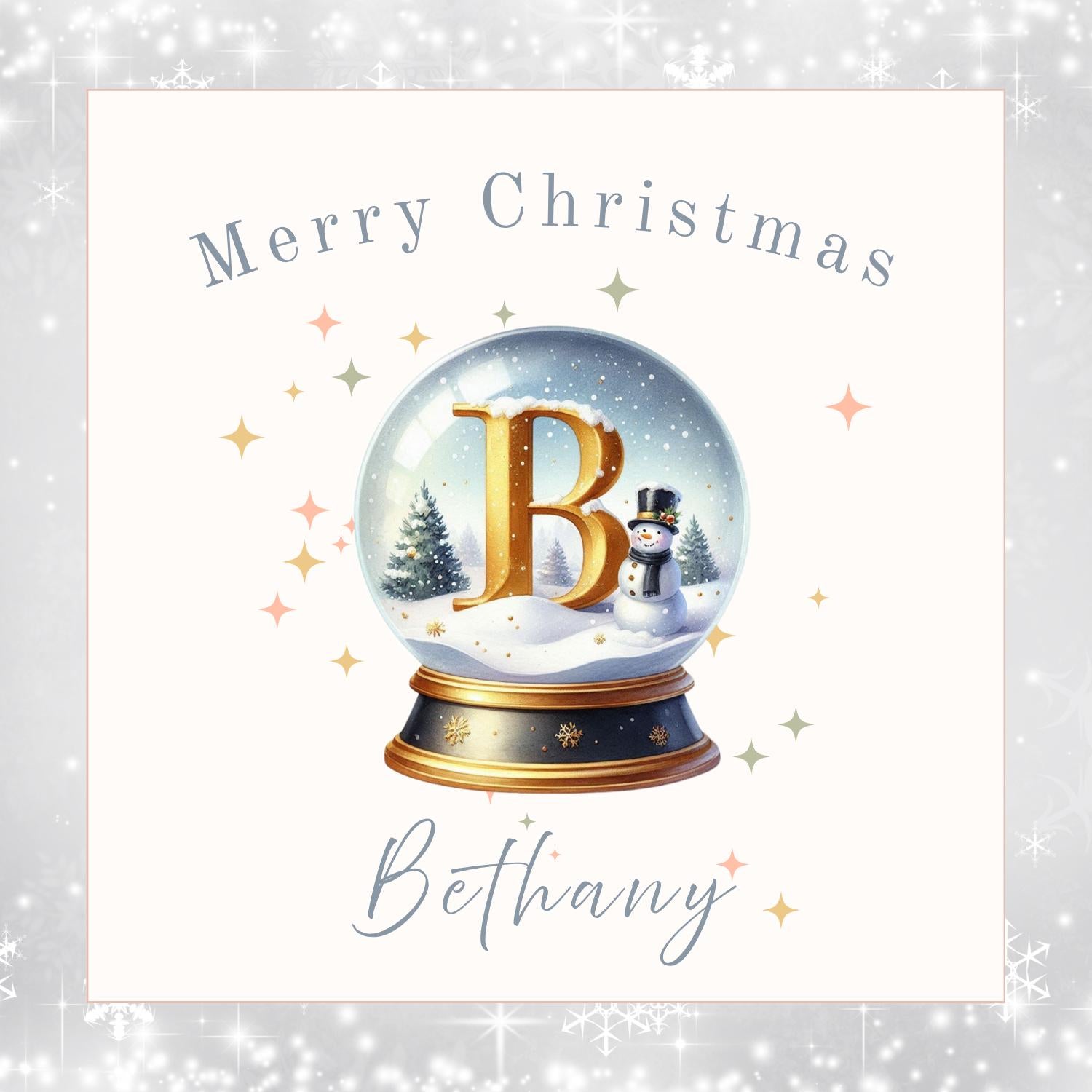 Personalised Initial Snow Globe Christmas Card: Handmade Holiday Card
