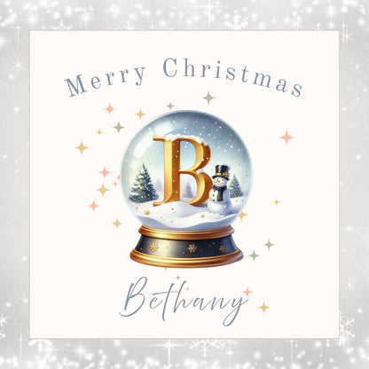 Personalised Initial Snow Globe Christmas Card: Handmade Holiday Card