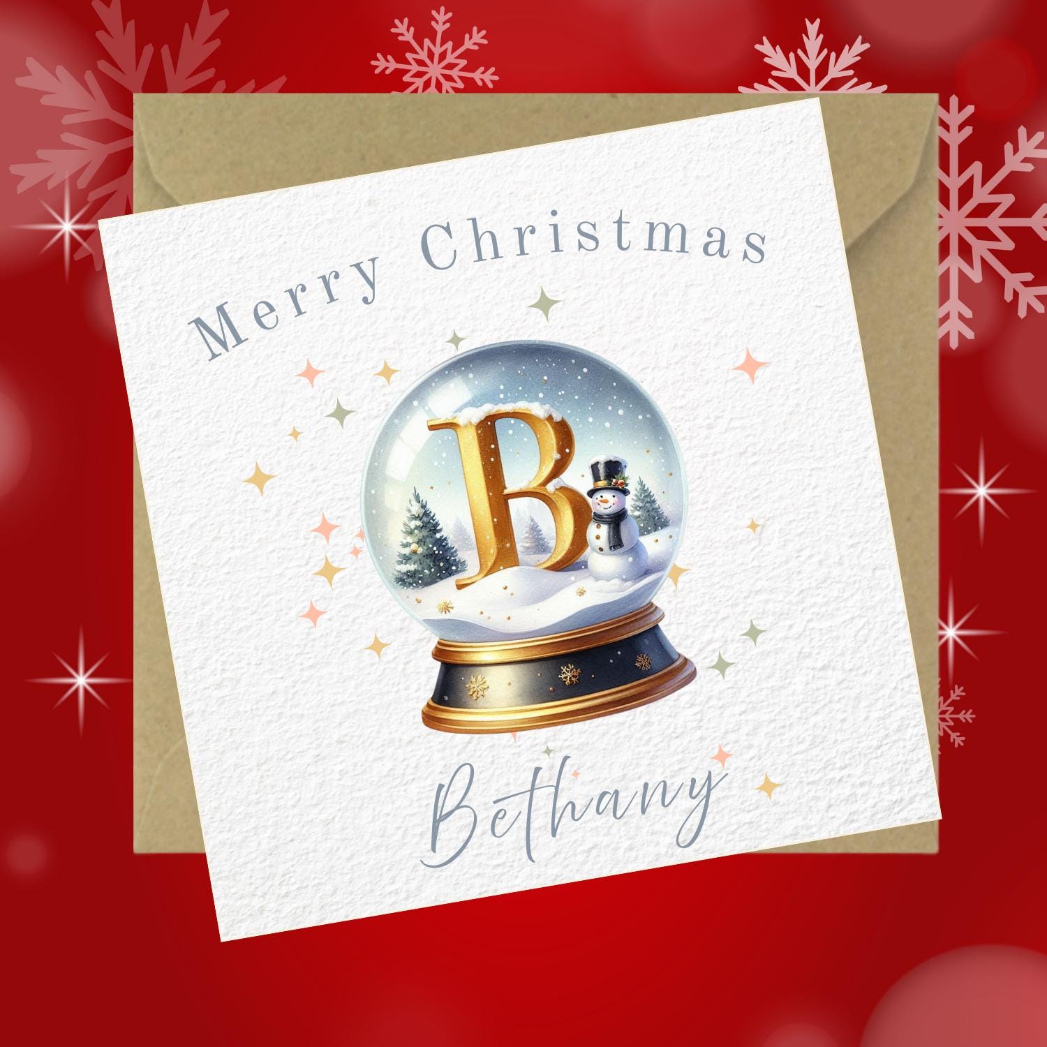 Personalised Initial Snow Globe Christmas Card: Handmade Holiday Card