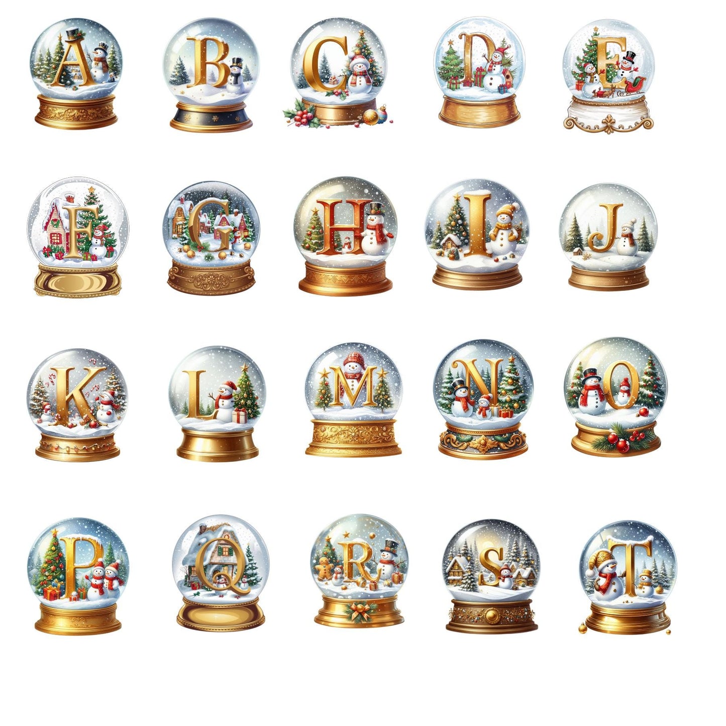 Personalised Initial Snow Globe Christmas Card: Handmade Holiday Card