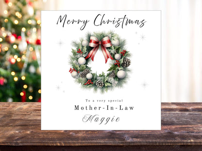 Personalised Christmas Card – Handmade Festive Wreath