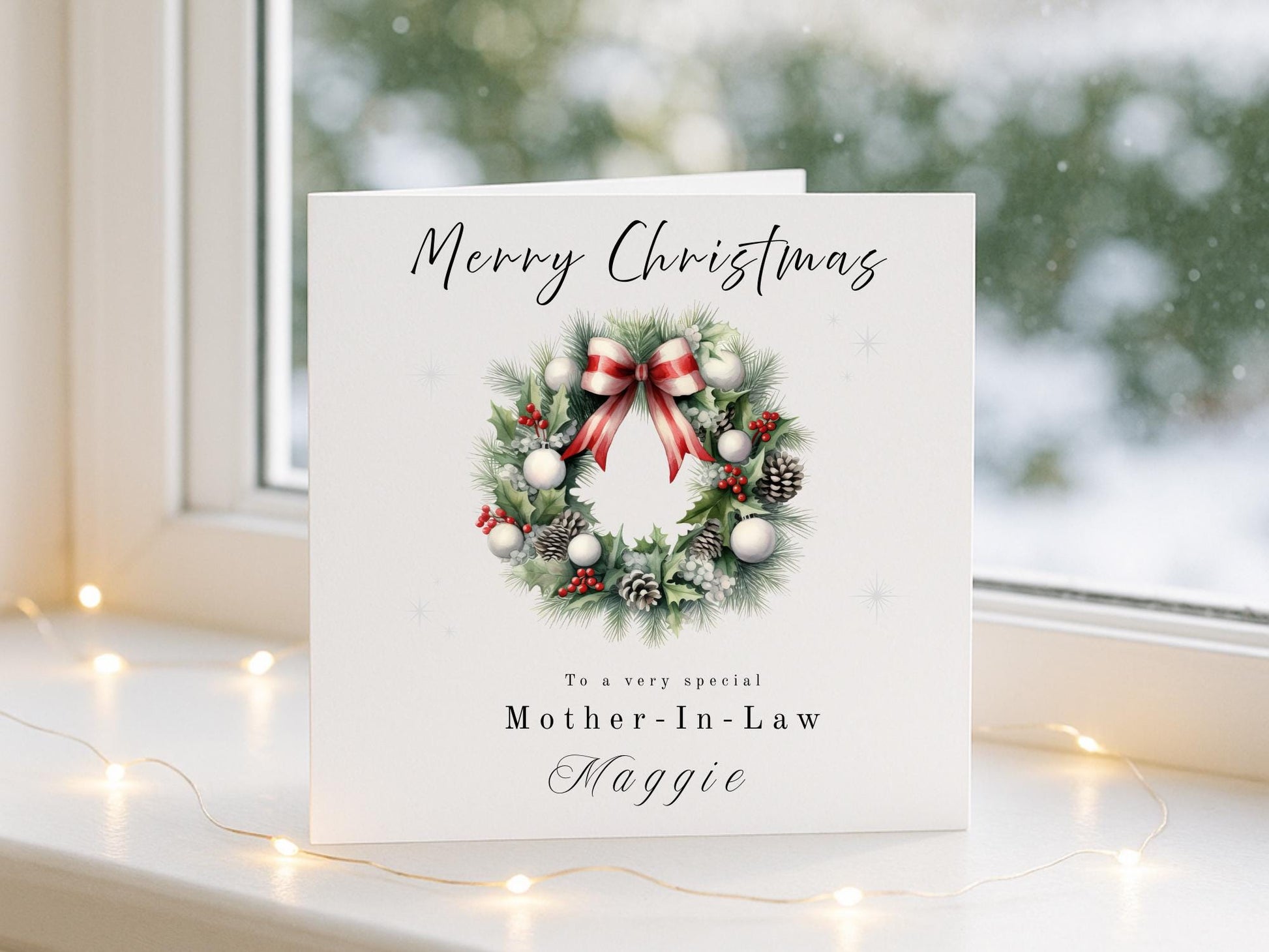 Personalised Christmas Card – Handmade Festive Wreath