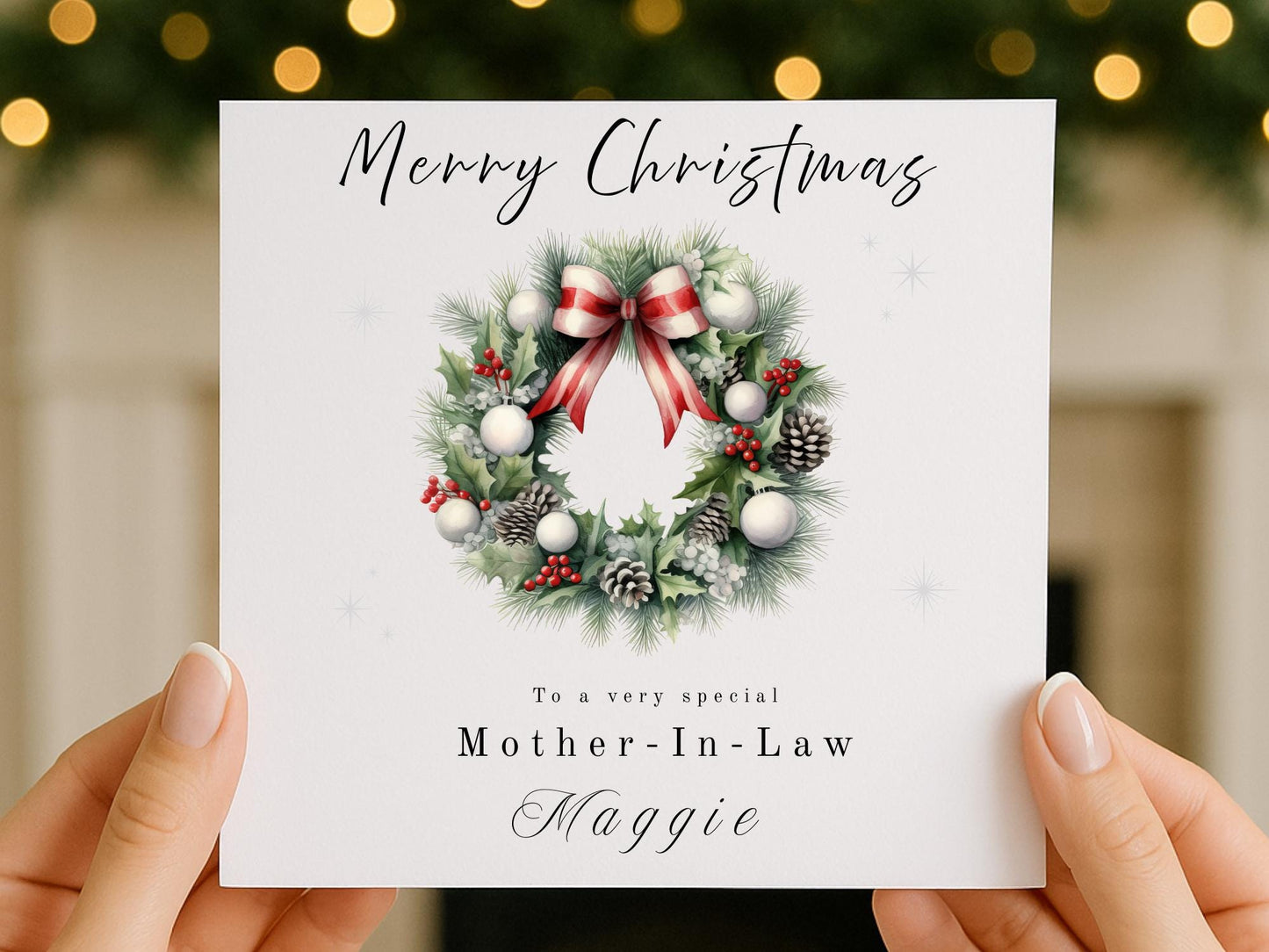 Personalised Christmas Card – Handmade Festive Wreath