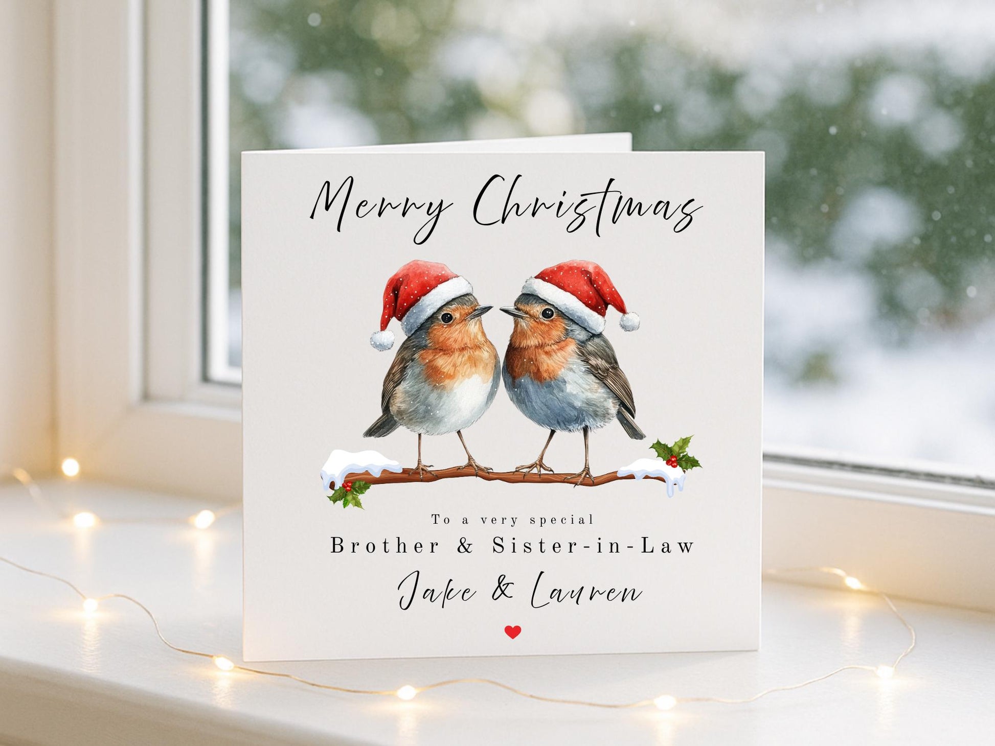 Personalised Robin Couples Christmas Card: Festive Family Keepsake