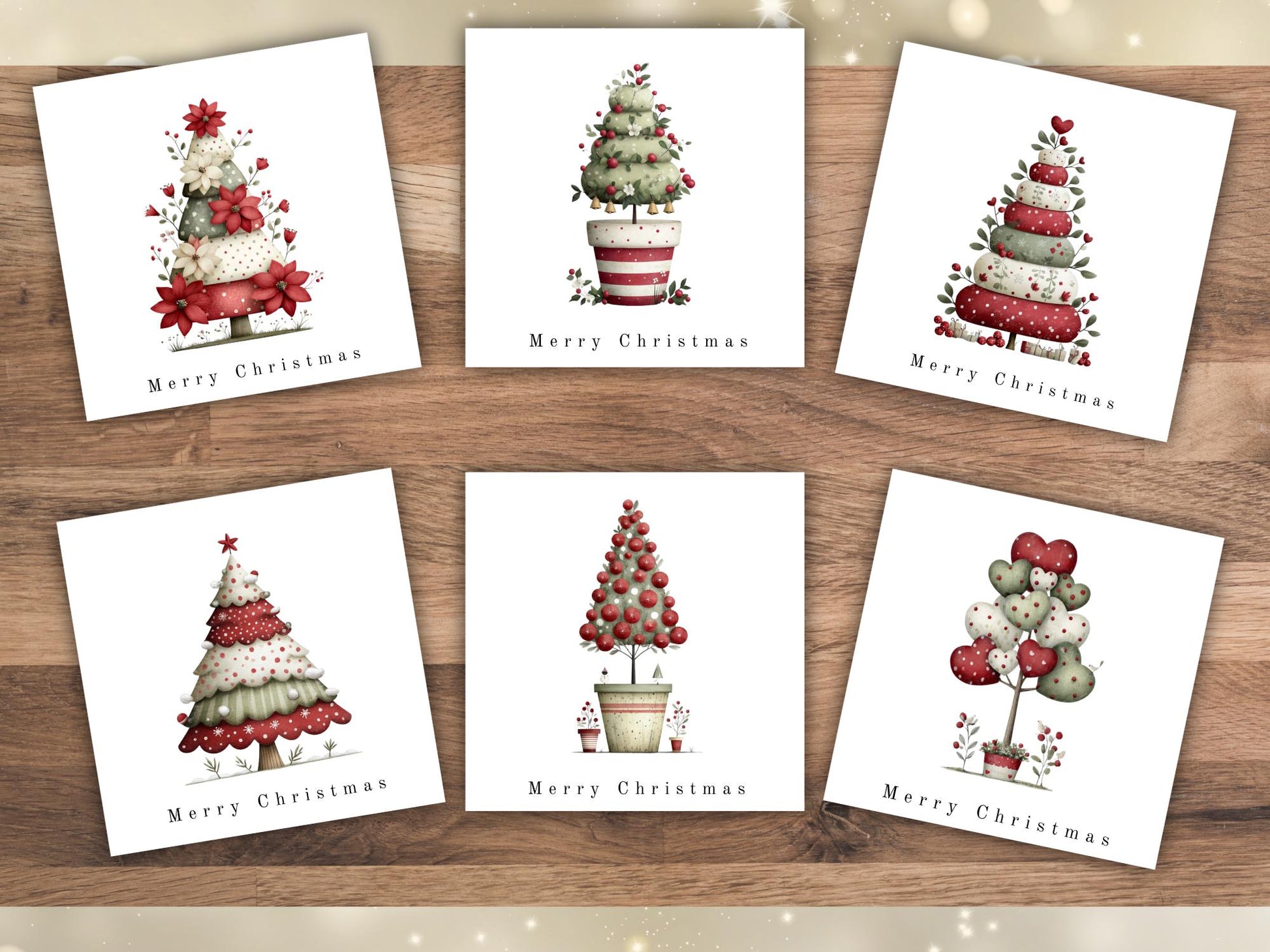 Handmade Christmas Cards, Festive Topiary Tree Designs