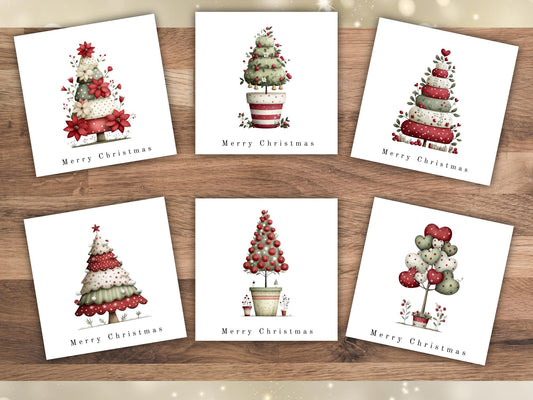Handmade Christmas Cards, Festive Topiary Tree Designs