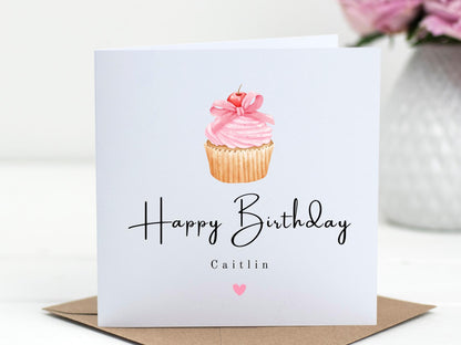 Personalised Cupcake Birthday Card for her