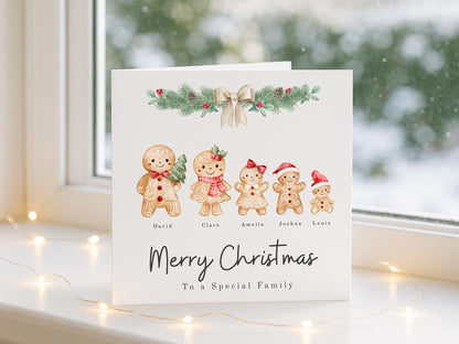 Personalised Gingerbread Family Christmas Card: Custom Names Card