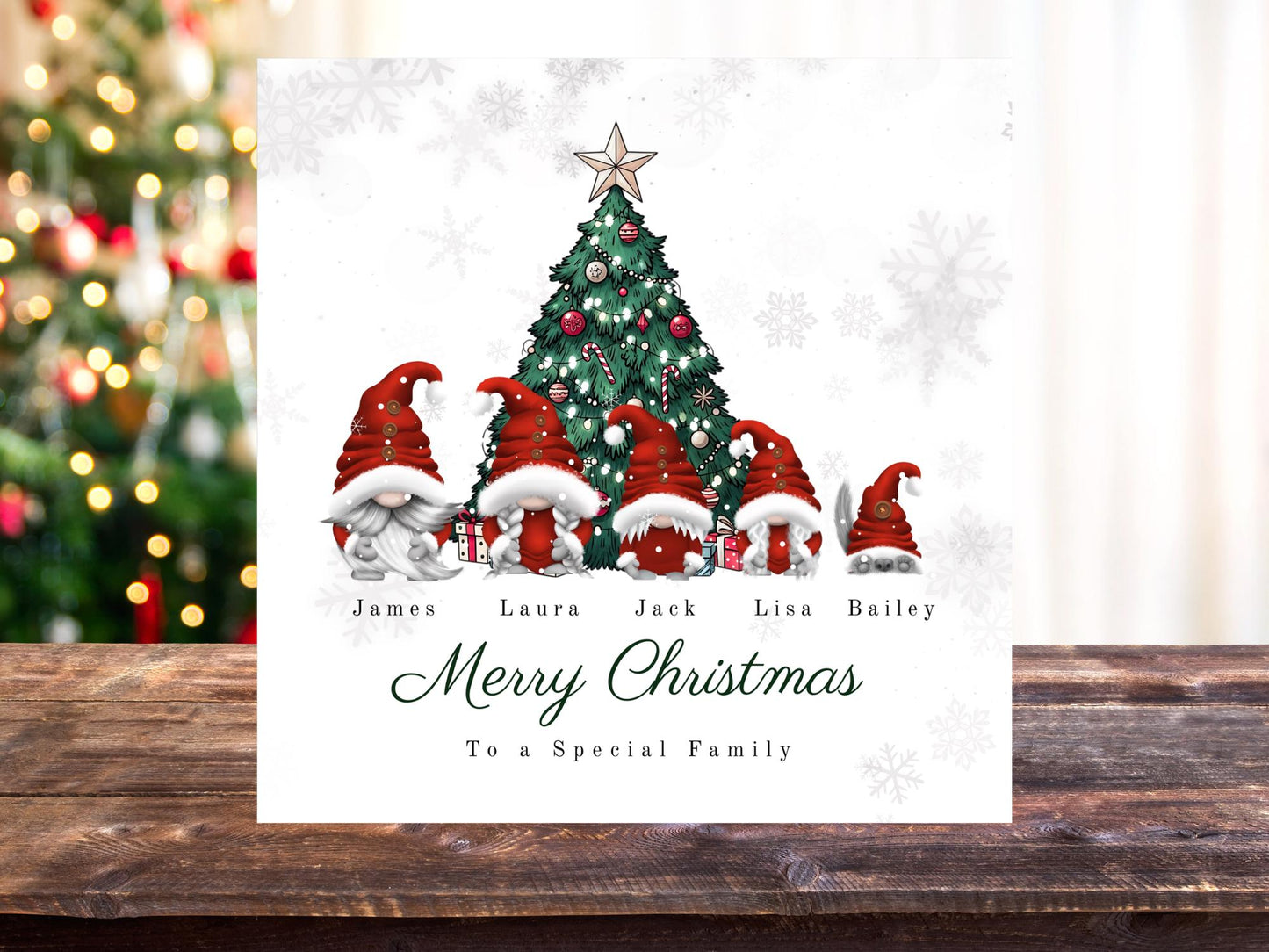 Personalised Gonk Family Christmas Card with Names