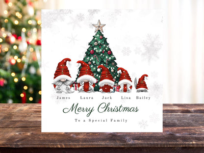Personalised Gonk Family Christmas Card with Names
