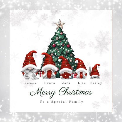Personalised Gonk Family Christmas Card with Names