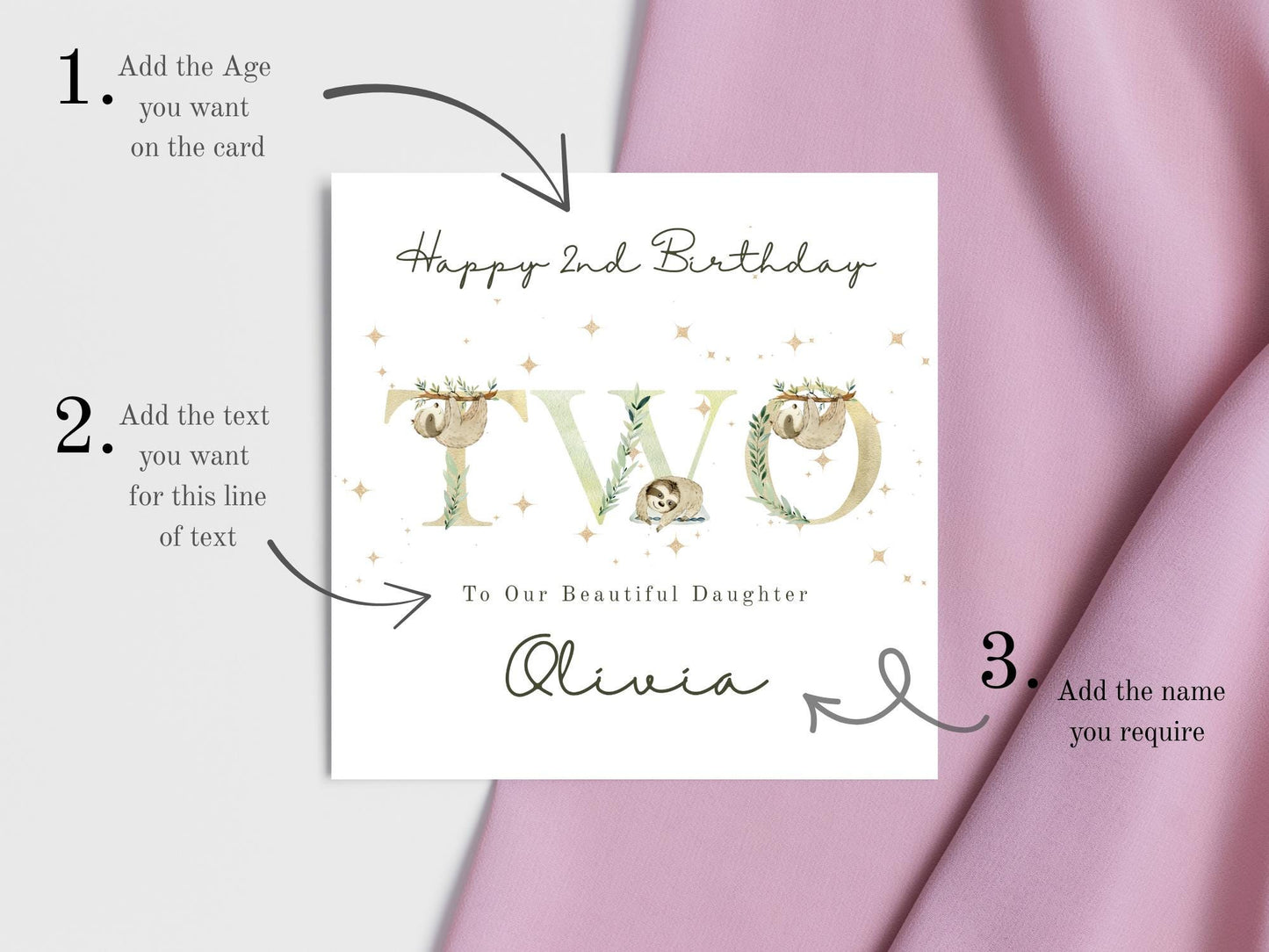 Personalised Sloth Birthday Card: Custom Milestone Card