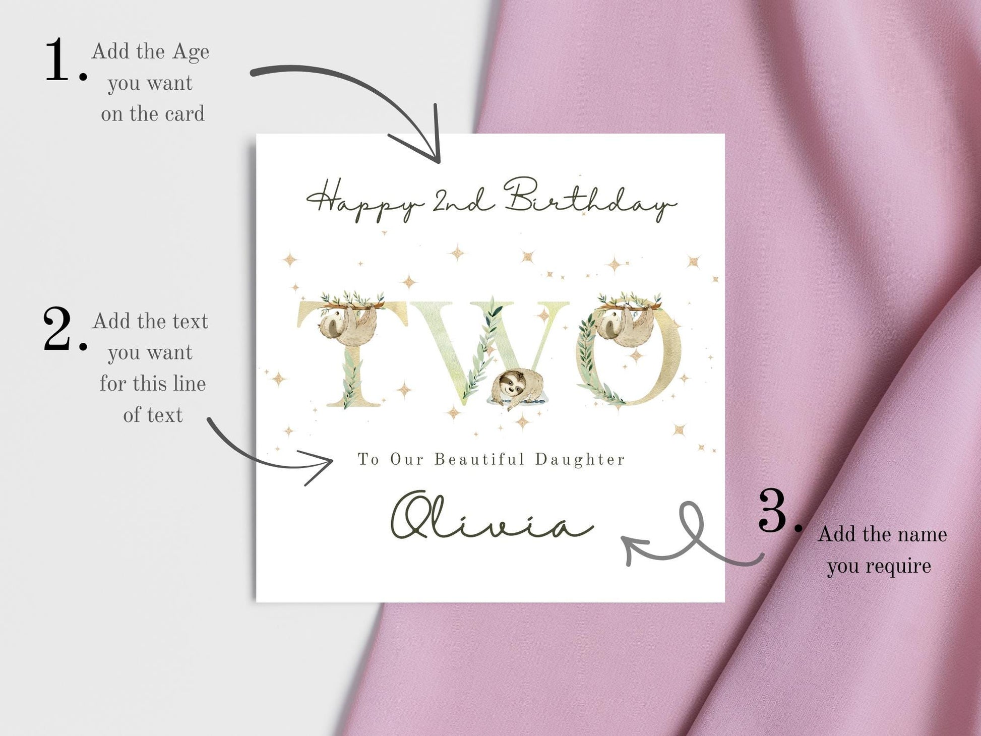 Personalised Sloth Birthday Card: Custom Milestone Card