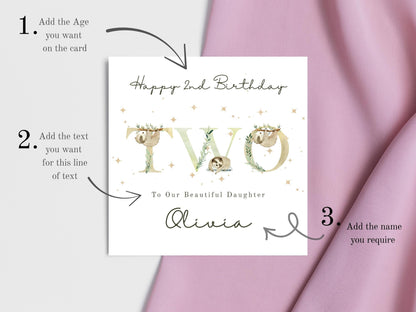 Personalised Sloth Birthday Card: Custom Milestone Card