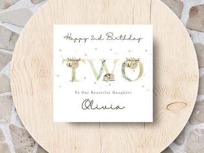 Personalised Sloth Birthday Card: Custom Milestone Card