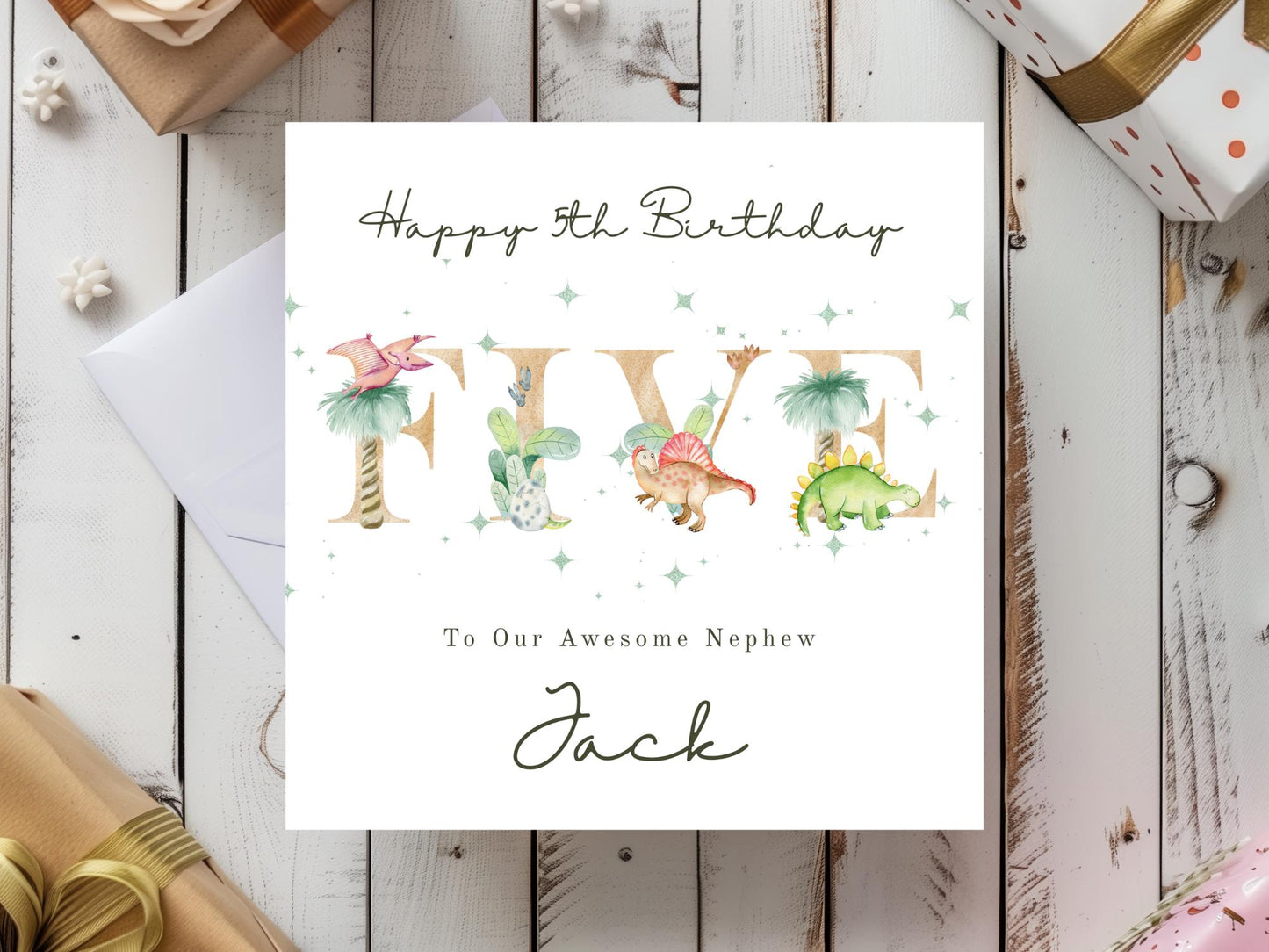 Personalised Dinosaur Birthday Card for boy