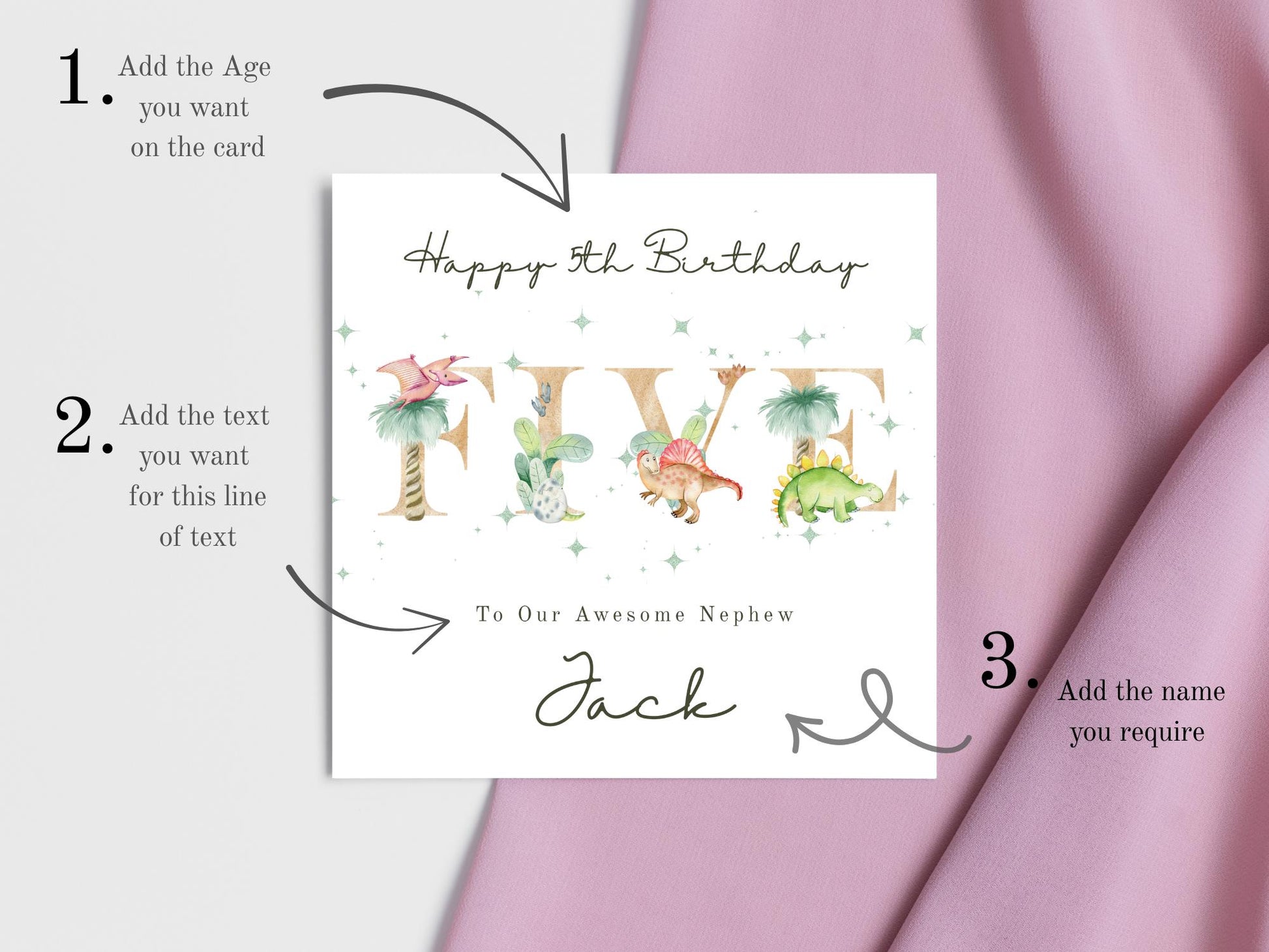 Personalised Dinosaur Birthday Card for boy