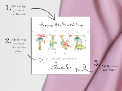 Personalised Dinosaur Birthday Card for boy