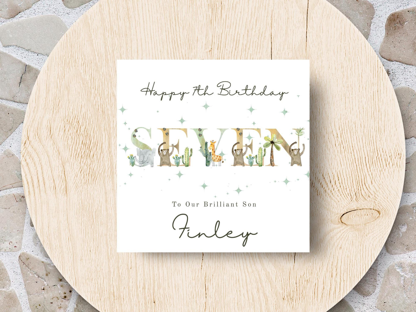 Personalised Jungle Birthday Card: Safari Animals Milestone