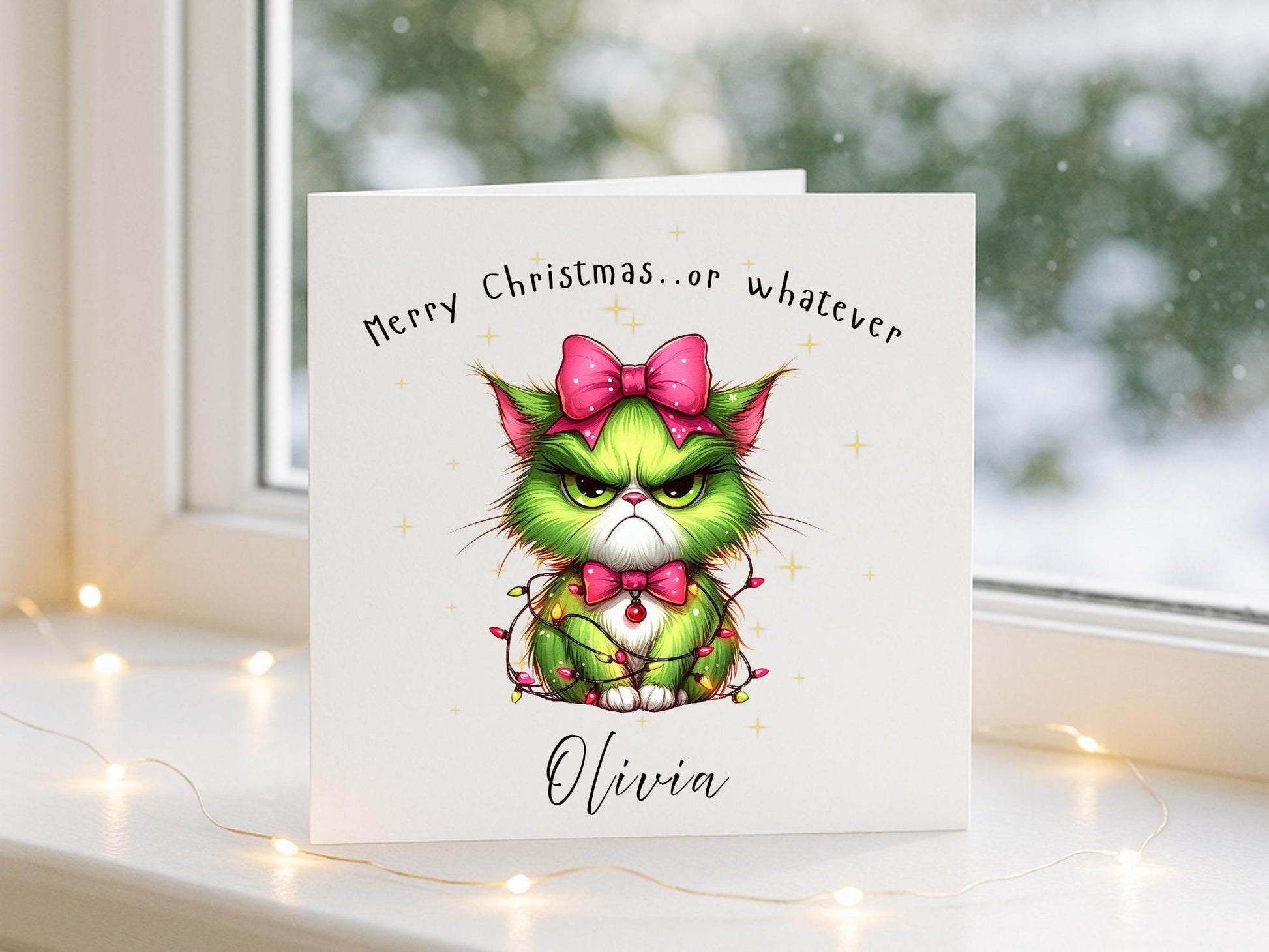 Personalised Grumpy Christmas Grinch Cat - Custom