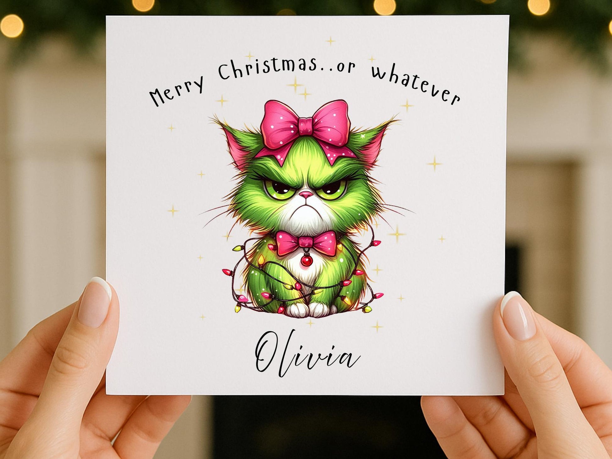 Personalised Grumpy Christmas Grinch Cat - Custom