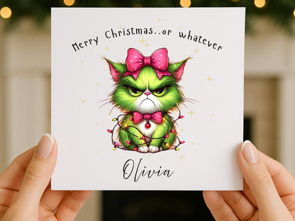 Personalised Grumpy Christmas Grinch Cat - Custom