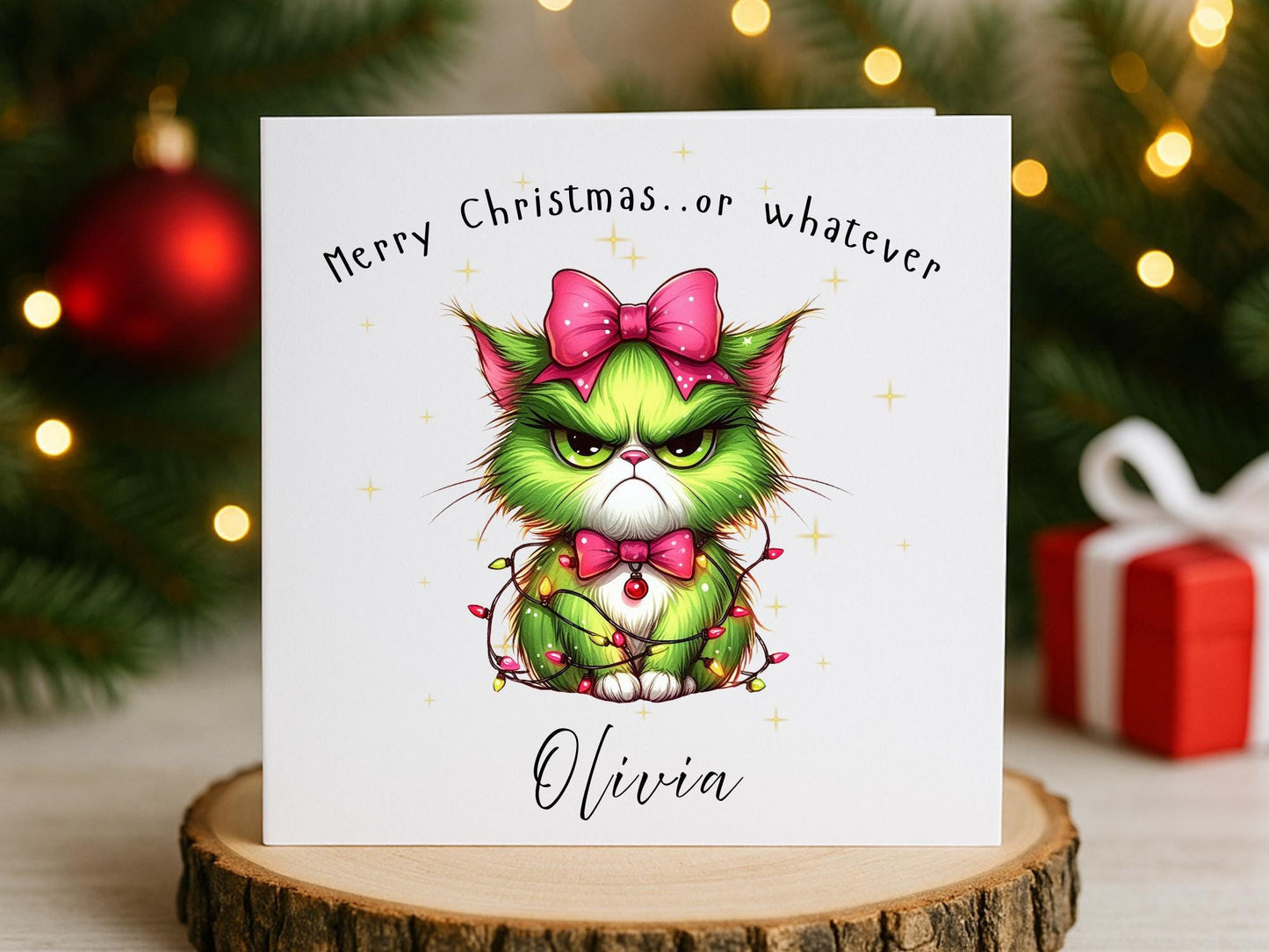 Personalised Grumpy Christmas Grinch Cat - Custom