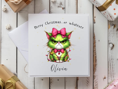 Personalised Grumpy Christmas Grinch Cat - Custom