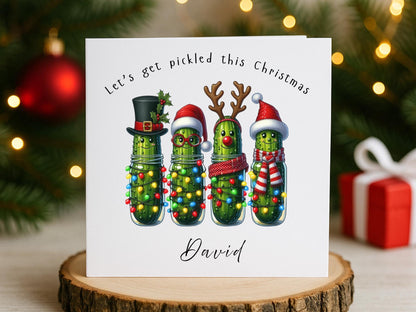 Personalised Pickles Christmas Card: Quirky Festive Greeting
