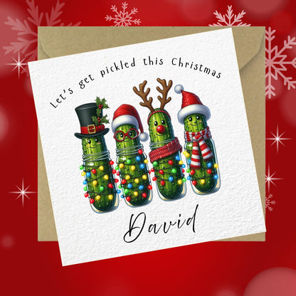 Personalised Pickles Christmas Card: Quirky Festive Greeting