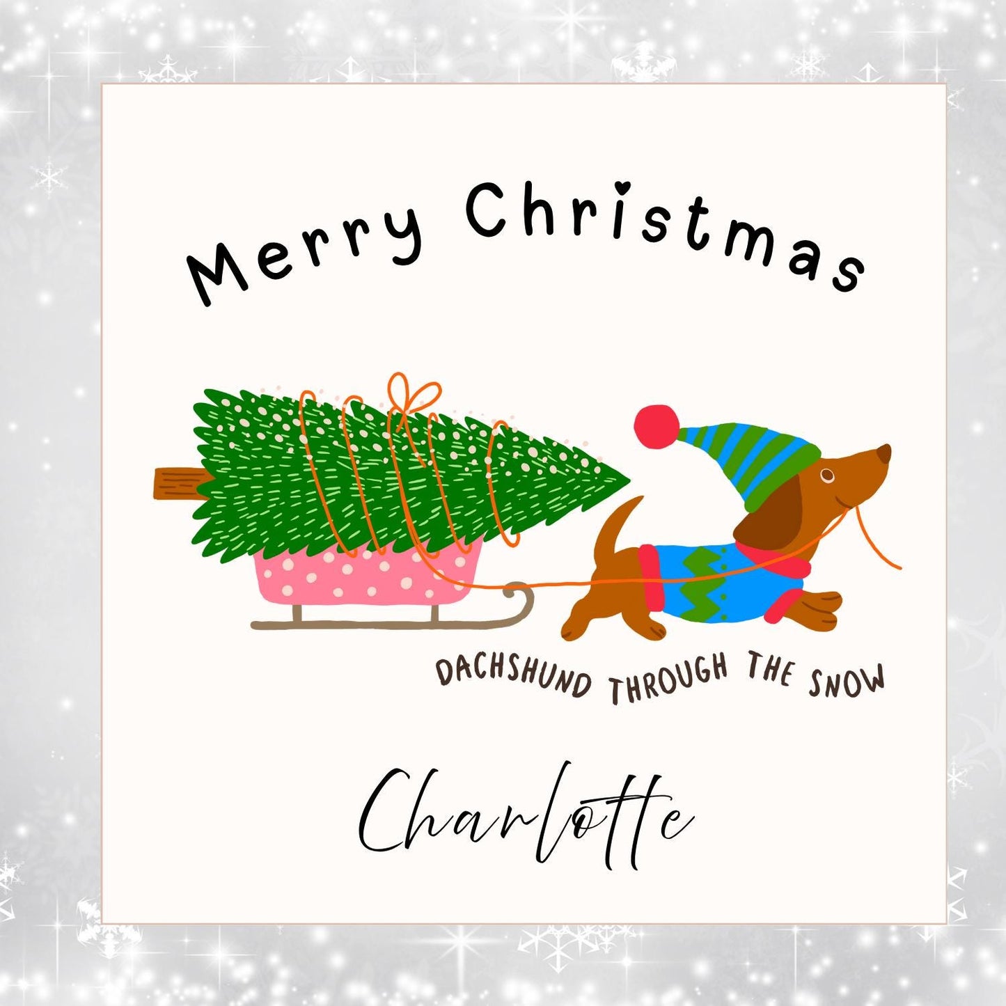 Personalised Dachshund Christmas Card – Festive Sausage Dog Card