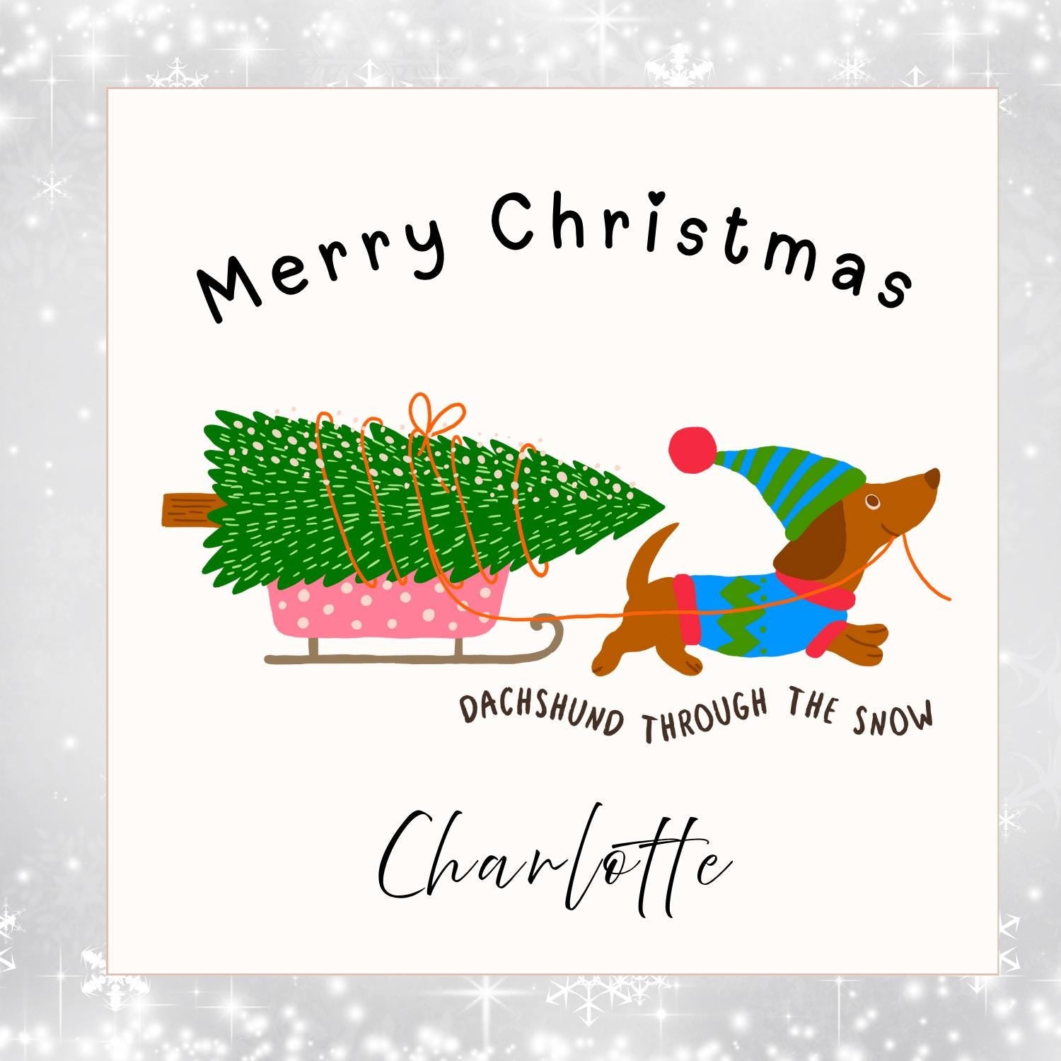 Personalised Dachshund Christmas Card – Festive Sausage Dog Card