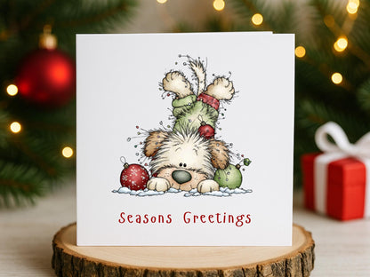 Handmade Christmas Cards, Fluffy Dogs