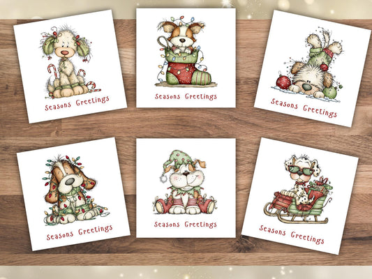 Handmade Christmas Cards, Fluffy Dogs