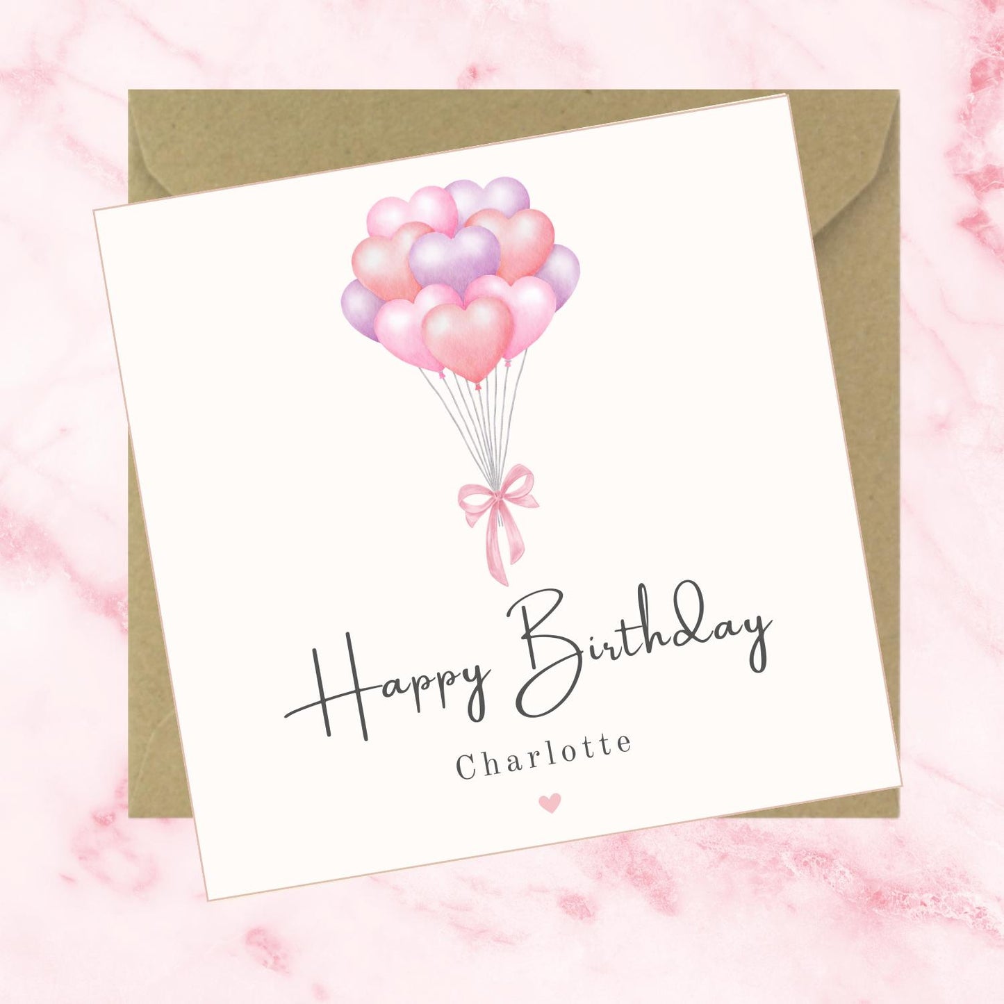 Personalised Pink Balloon Bouquet Birthday Card for Her
