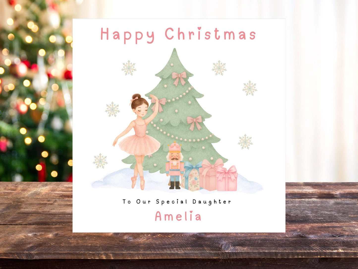 Personalised Ballerina Christmas Card with any Name