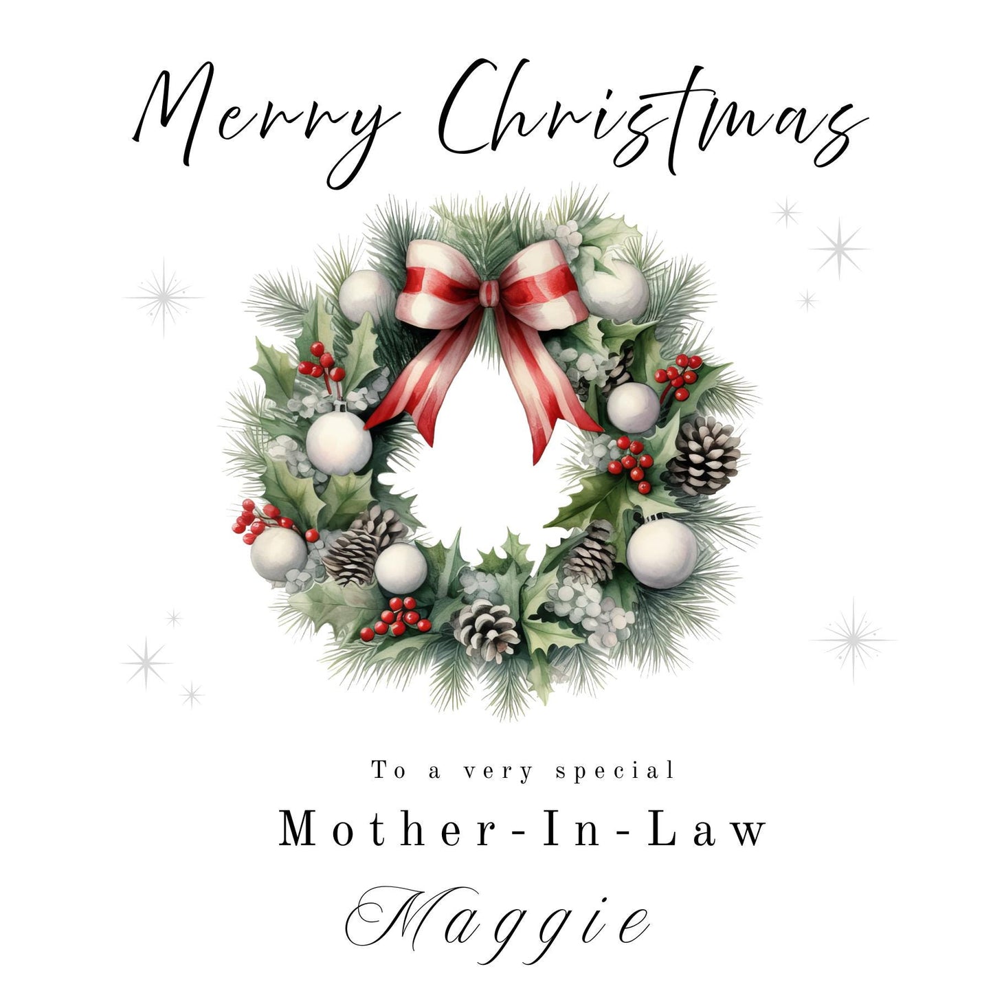 Personalised Christmas Card – Handmade Festive Wreath