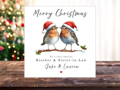 Personalised Robin Couples Christmas Card: Festive Family Keepsake