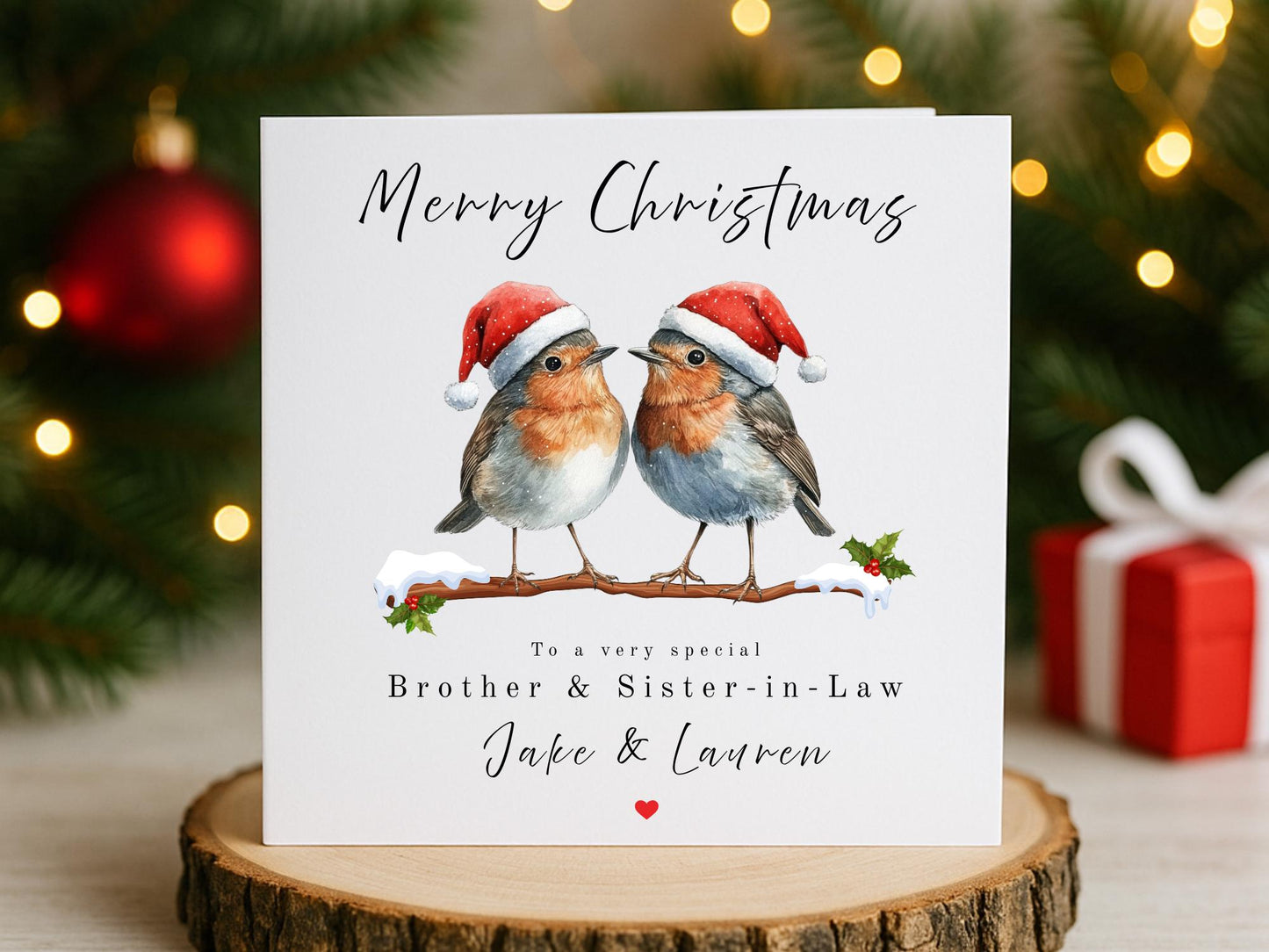 Personalised Robin Couples Christmas Card: Festive Family Keepsake