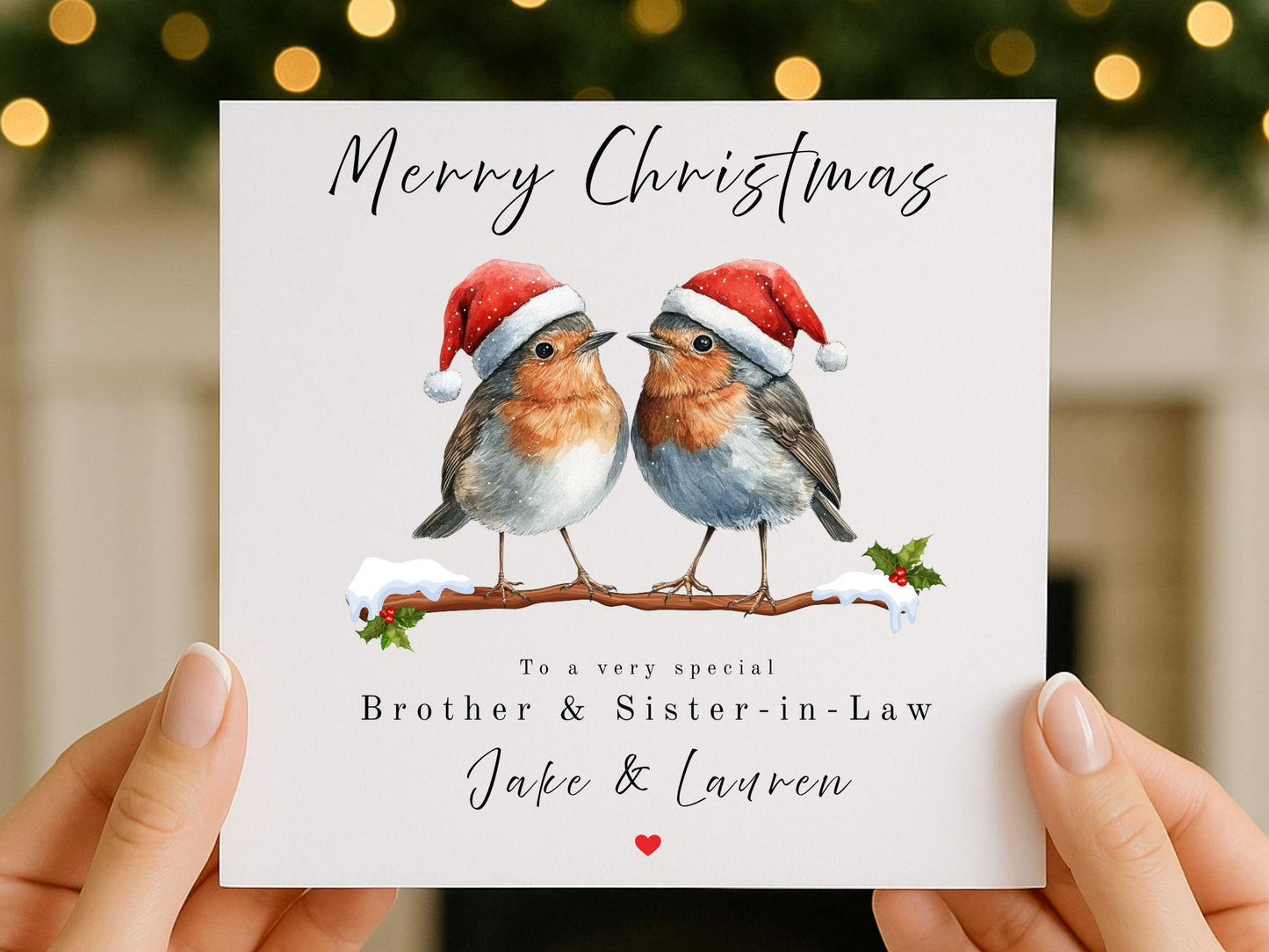Personalised Robin Couples Christmas Card: Festive Family Keepsake