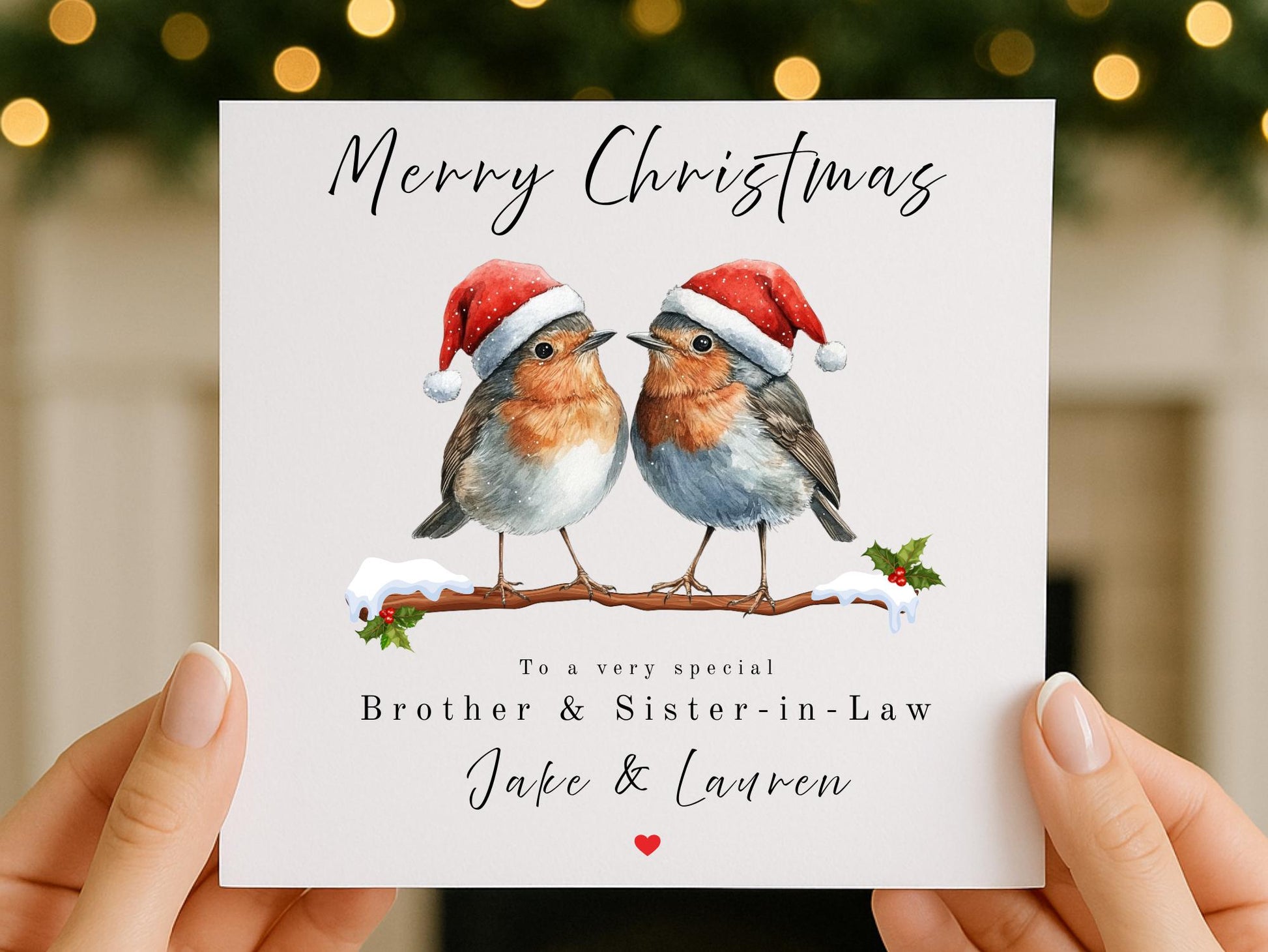 Personalised Robin Couples Christmas Card: Festive Family Keepsake