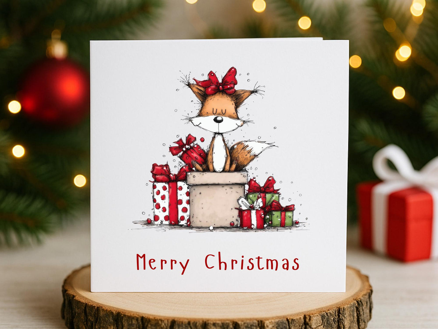 Handmade Christmas Cards set: Whimsical Animals Designs Pack of 6 Seasons Greetings