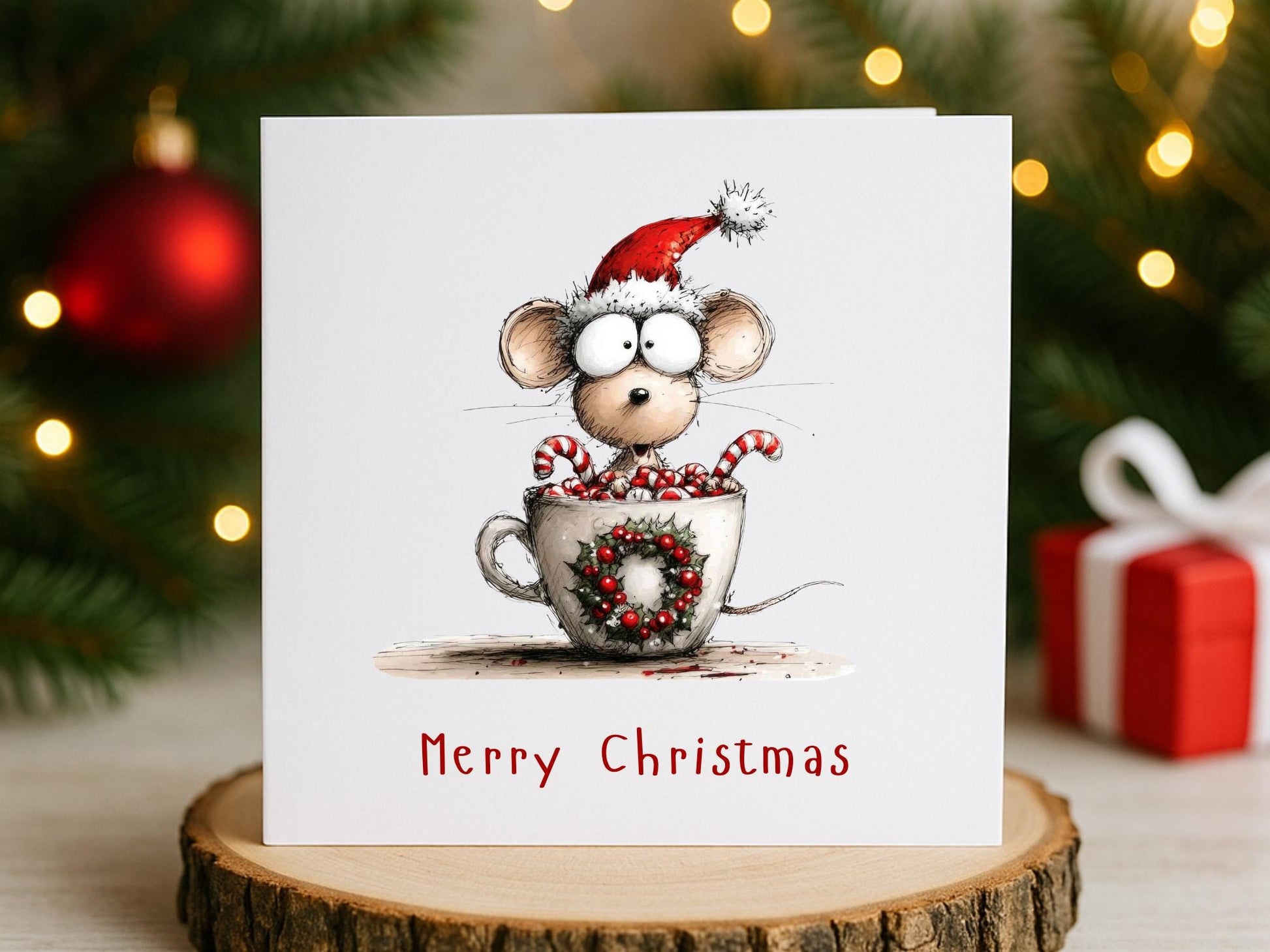 Handmade Christmas Cards set: Whimsical Animals Designs Pack of 6 Seasons Greetings