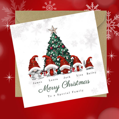 Personalised Gonk Family Christmas Card with Names