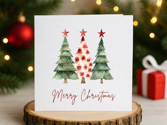 Handmade Plaid Tartan Christmas Tree Cards: Festive Card Set of 6