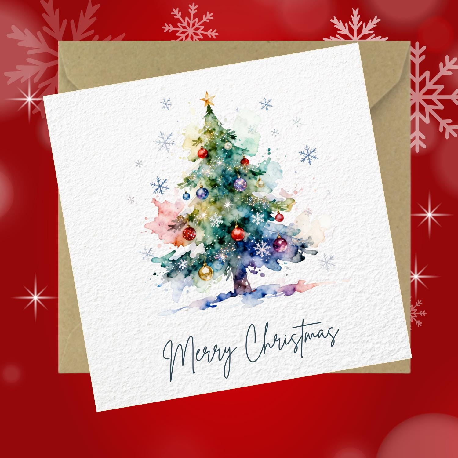 Watercolor Christmas Tree Cards - Festive Card Set