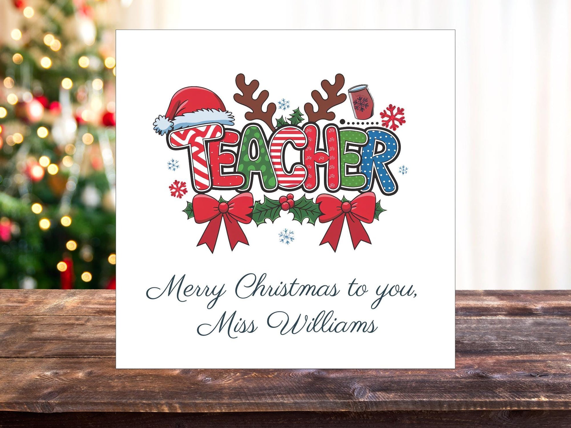 Personalised Teacher Christmas Card - Festive Thank You