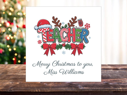 Personalised Teacher Christmas Card - Festive Thank You