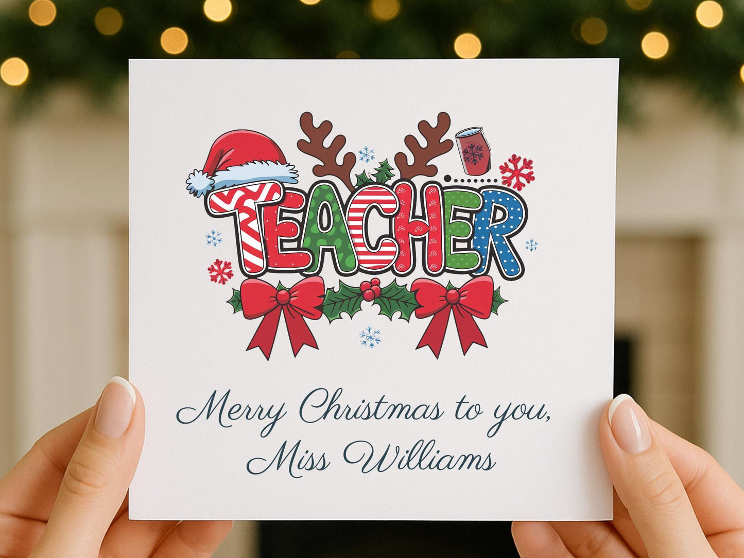 Personalised Teacher Christmas Card - Festive Thank You